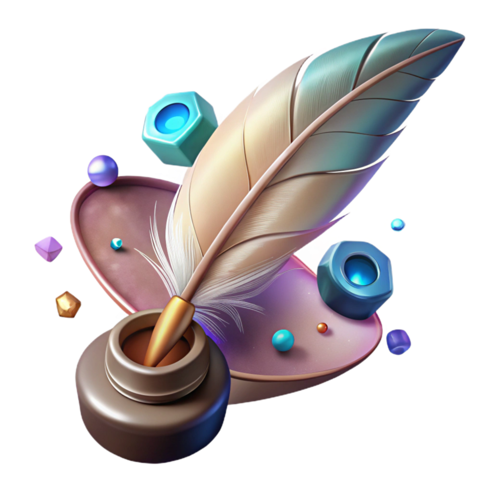 beautiful rustic Vintage Feather Quill Pen Side View Cutout Element professional png