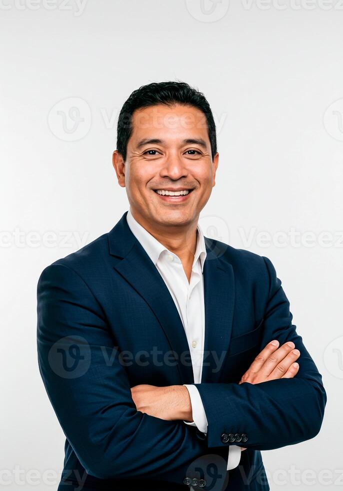 Group of Business Professionals in Formal Suits with Arms photo