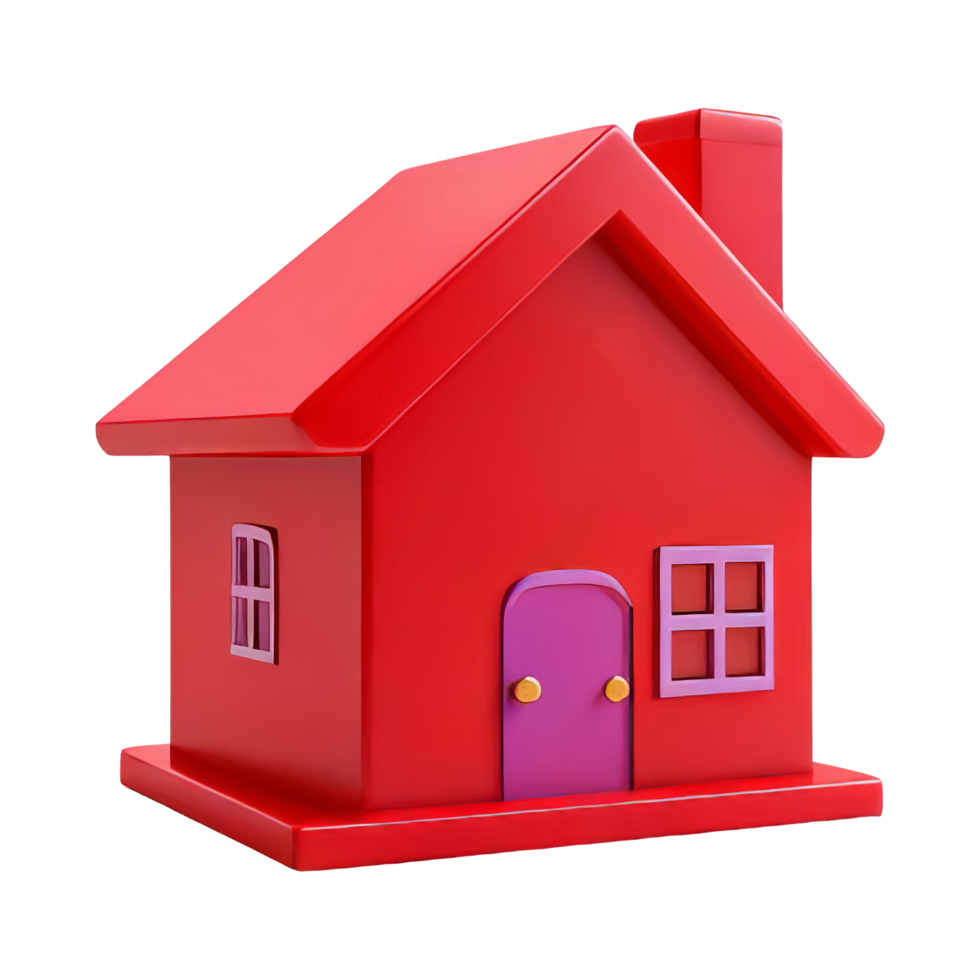 Bright Red House Model with Colorful Details png