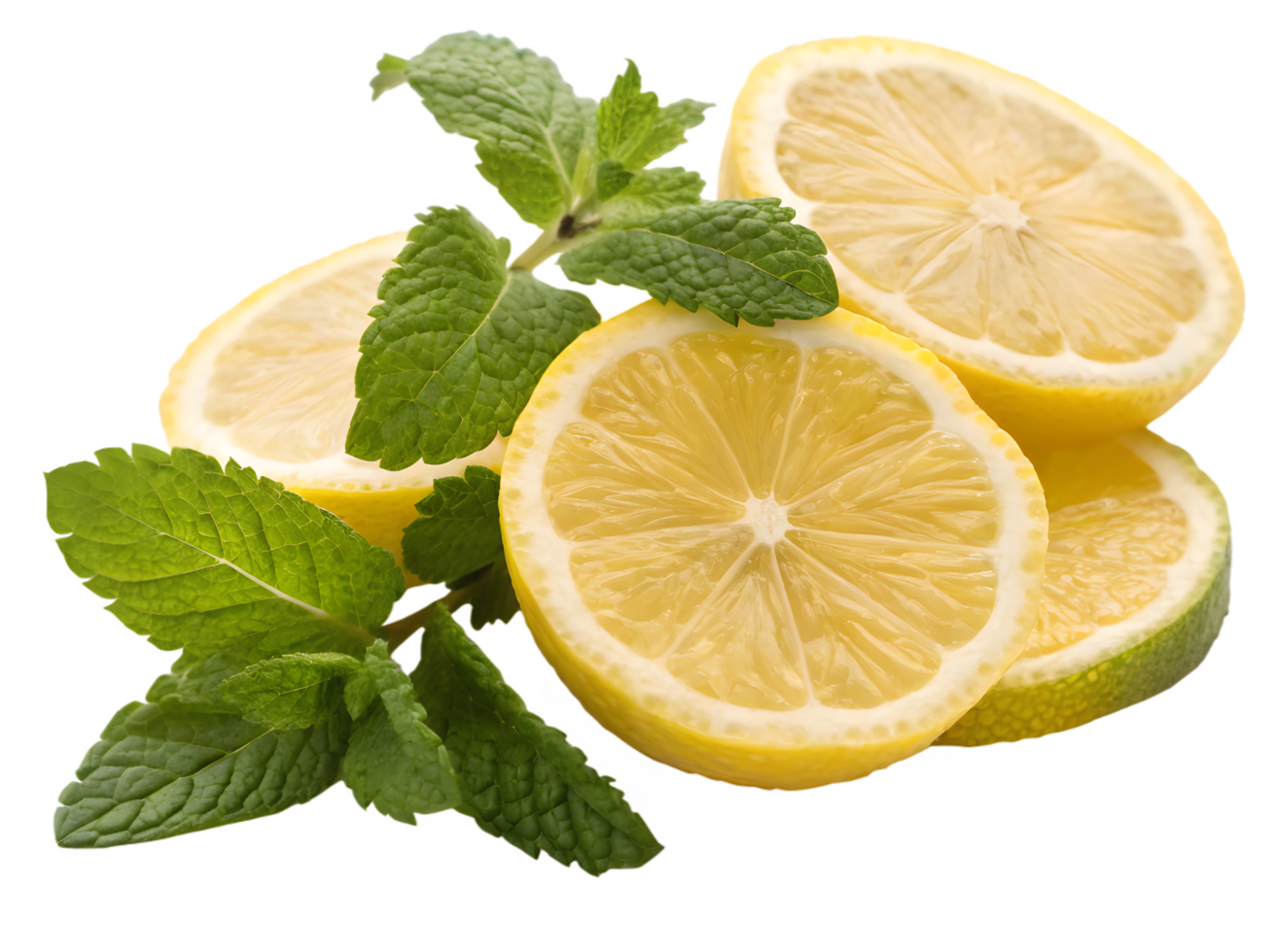 Fresh Lemon and Mint Slices, Perfect for Beverages png