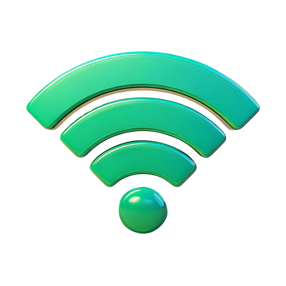 Green Wireless Signal Icon with Three Arcs and Dot png