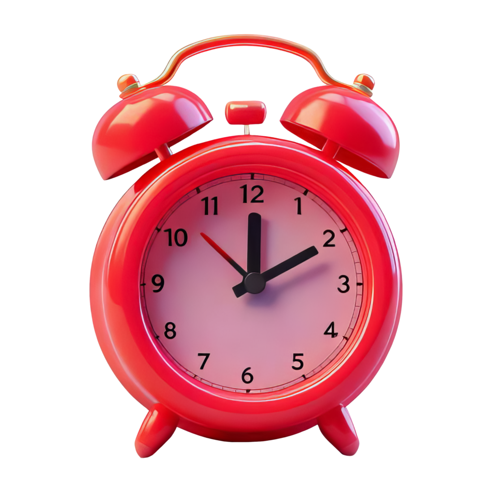 Bright Red Alarm Clock with Classic Design Display png