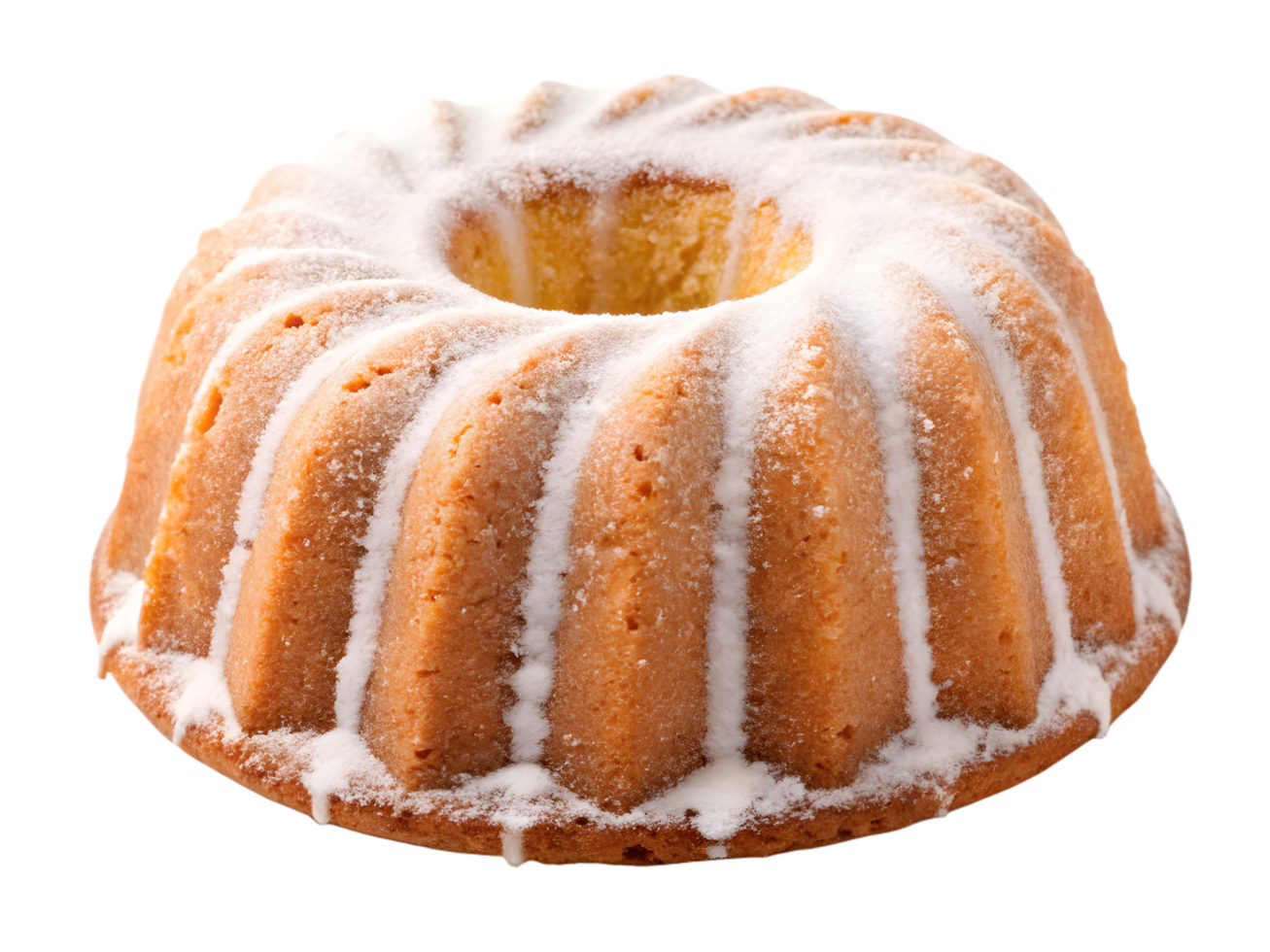 Close-up of a sugared bundt cake. png