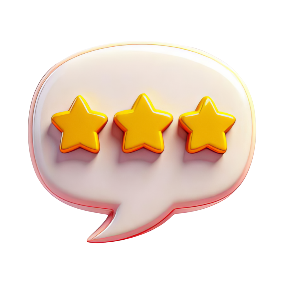 Three Stars in Speech Bubble for Feedback Concept png