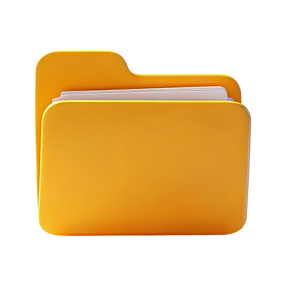 Bright Yellow Folder with Documents on White Background png