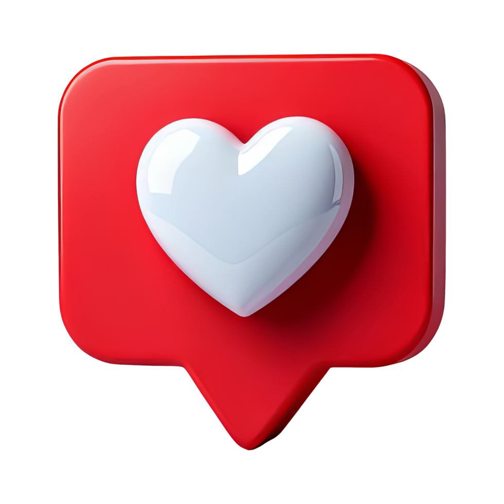 Red Speech Bubble Icon with Heart Symbol Inside png