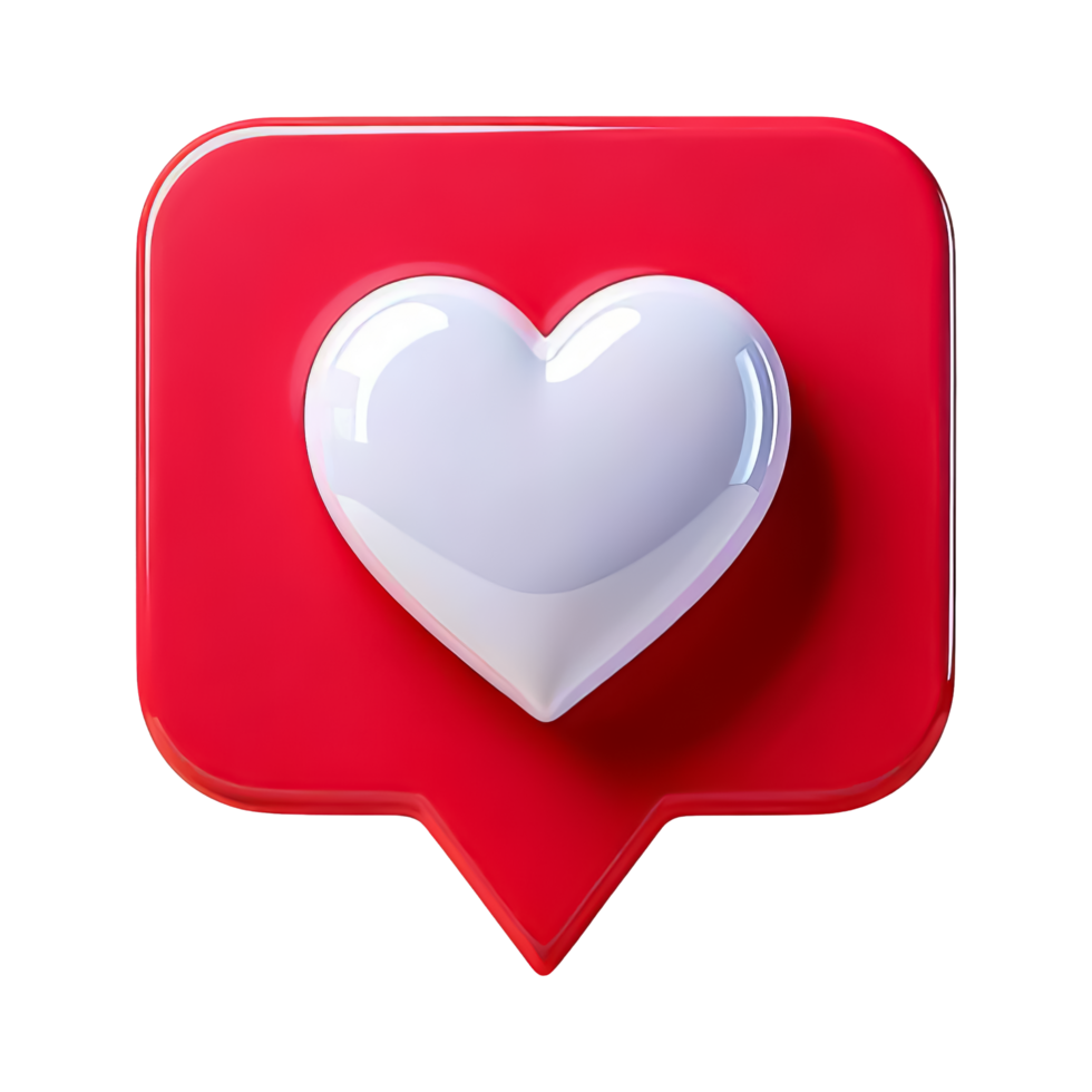 Red heart icon in speech bubble design for social media png