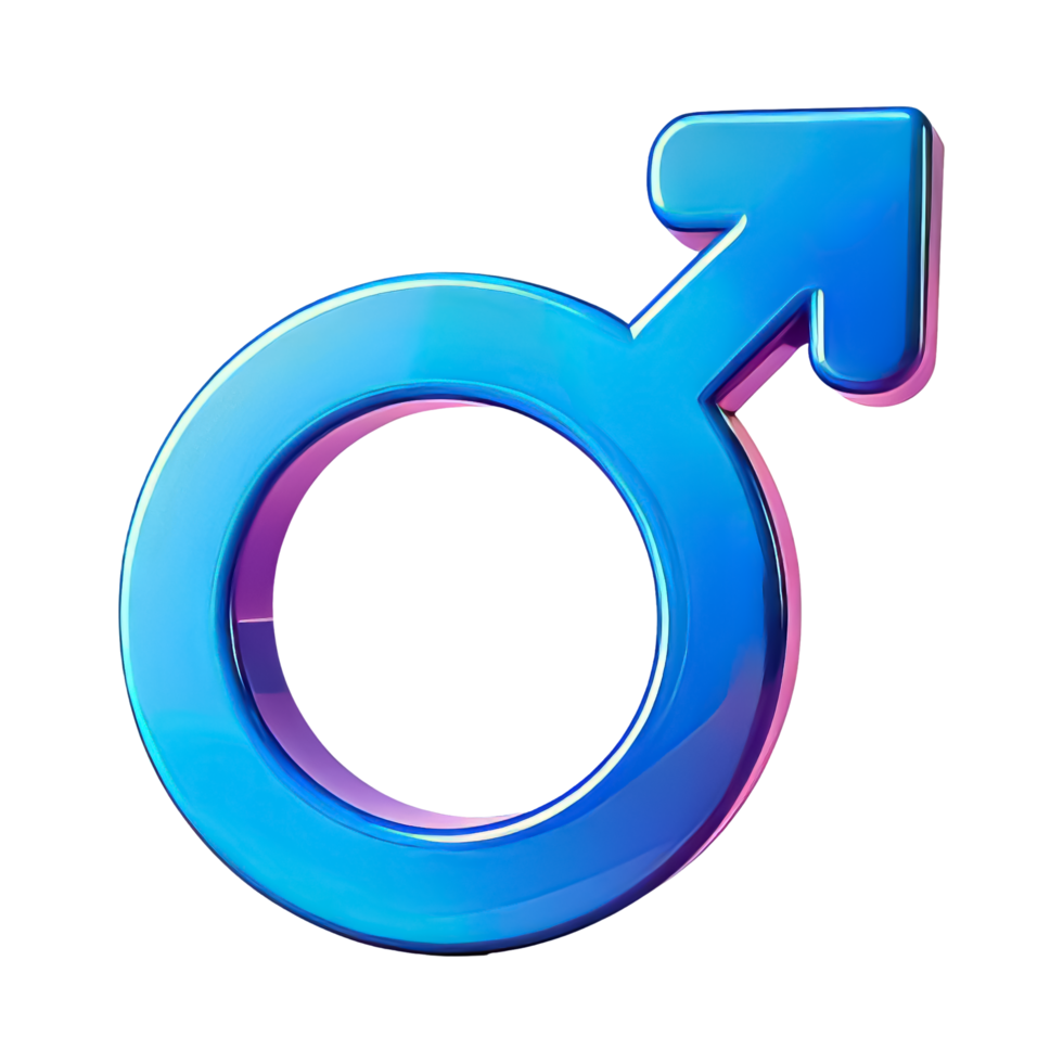 Bright Blue Male Gender Symbol Isolated on Black Background png