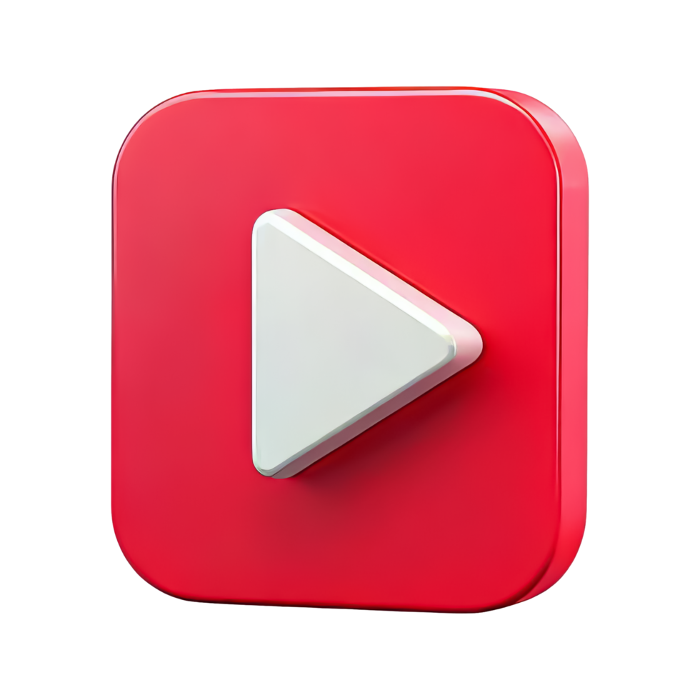 Vibrant Play Button Icon on Red Background png