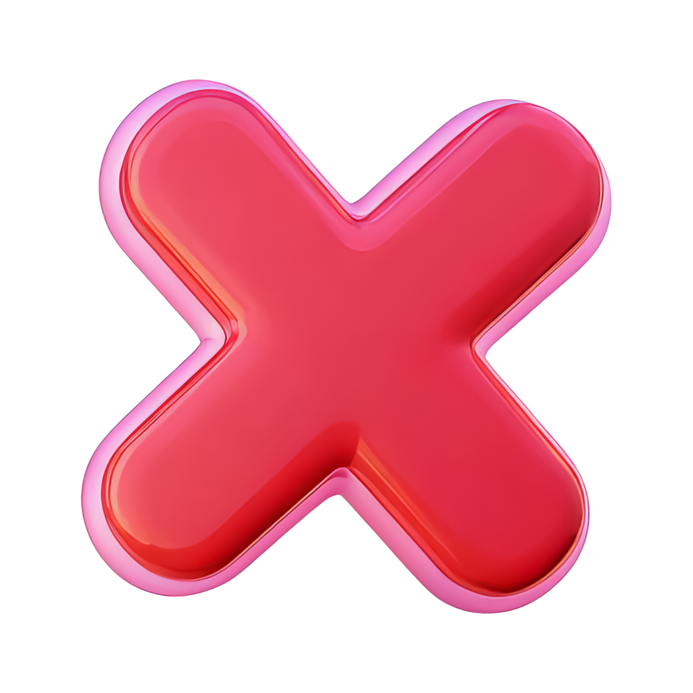 Glossy Red 3D Cross Symbol on White Background png