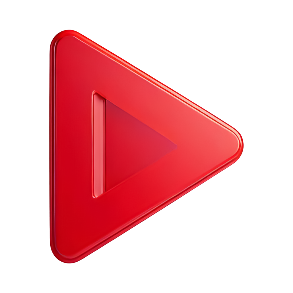 Bright Red Play Button Icon for Media Applications png
