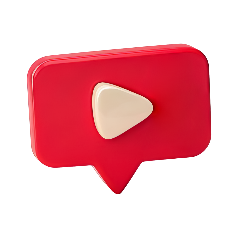 Red Speech Bubble with Play Button for Multimedia Use png