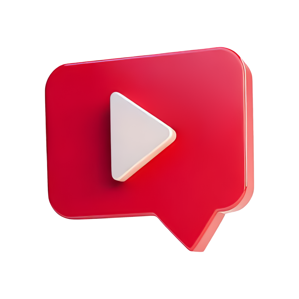 Red Speech Bubble with Play Button Icon for Media png