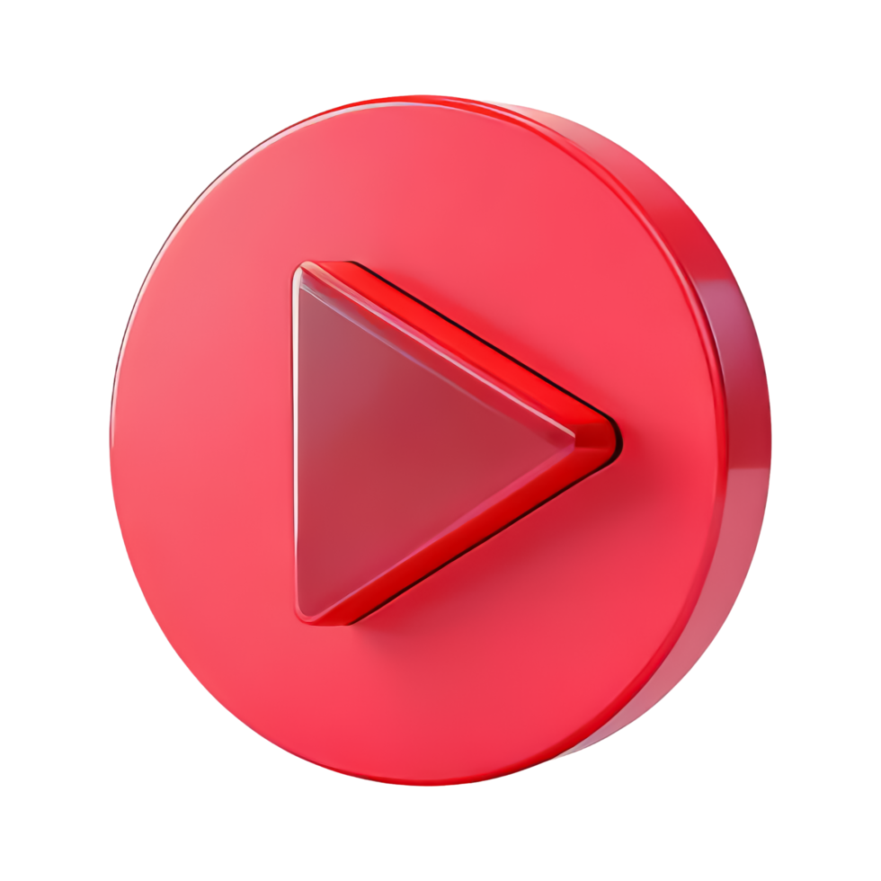 Glossy Red Play Button on White Background png