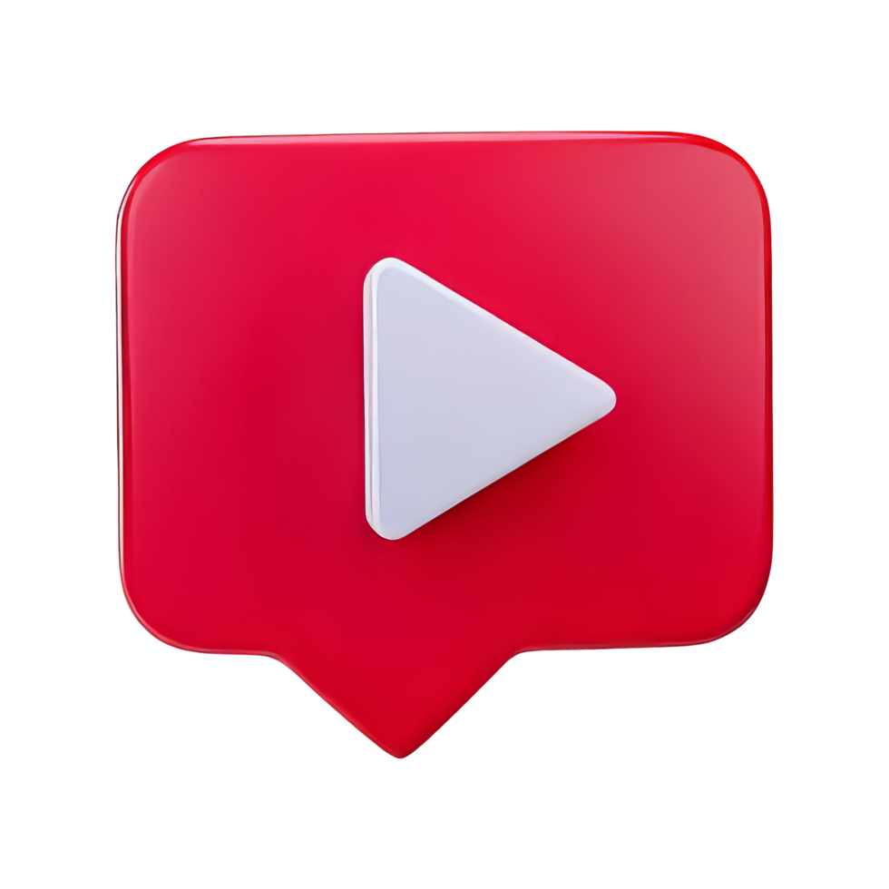 Red Play Button Icon with Speech Bubble Background png