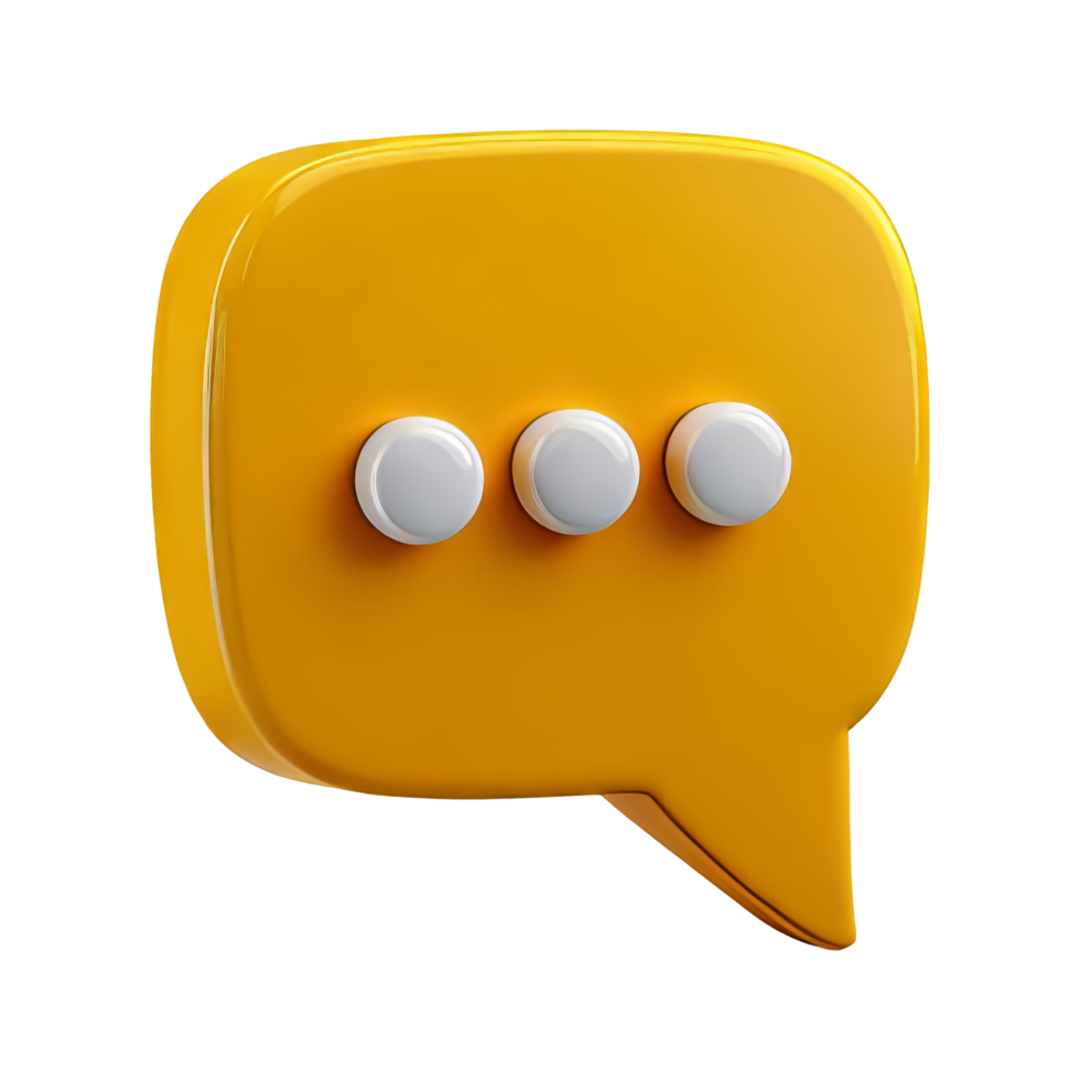 Bright Yellow Speech Bubble Icon with Three Dots png