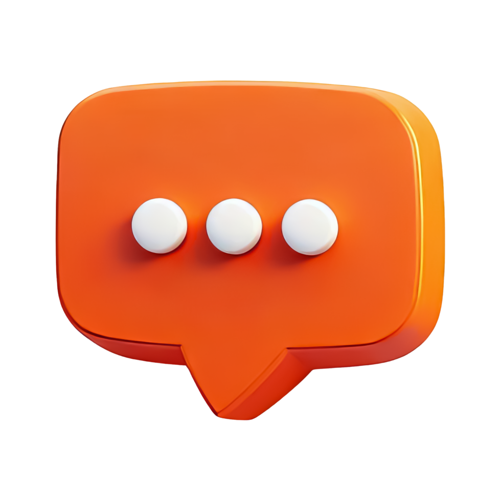 Orange Speech Bubble with Three White Dots Icon png