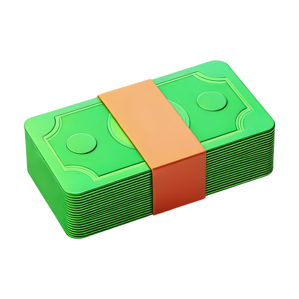 Stack of Currency Bundled with Orange Bank Strap png