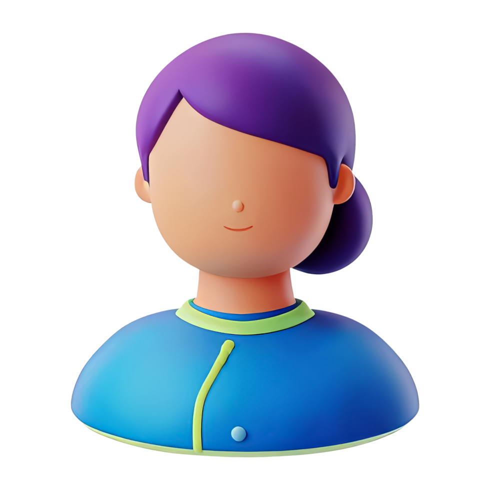 Colorful Cartoon Character with Purple Hair Style png