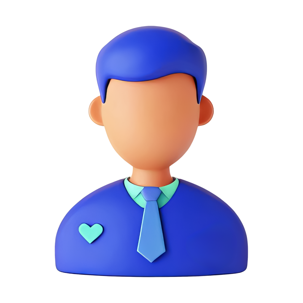 Abstract 3D Character with Blue Hair and Tie png