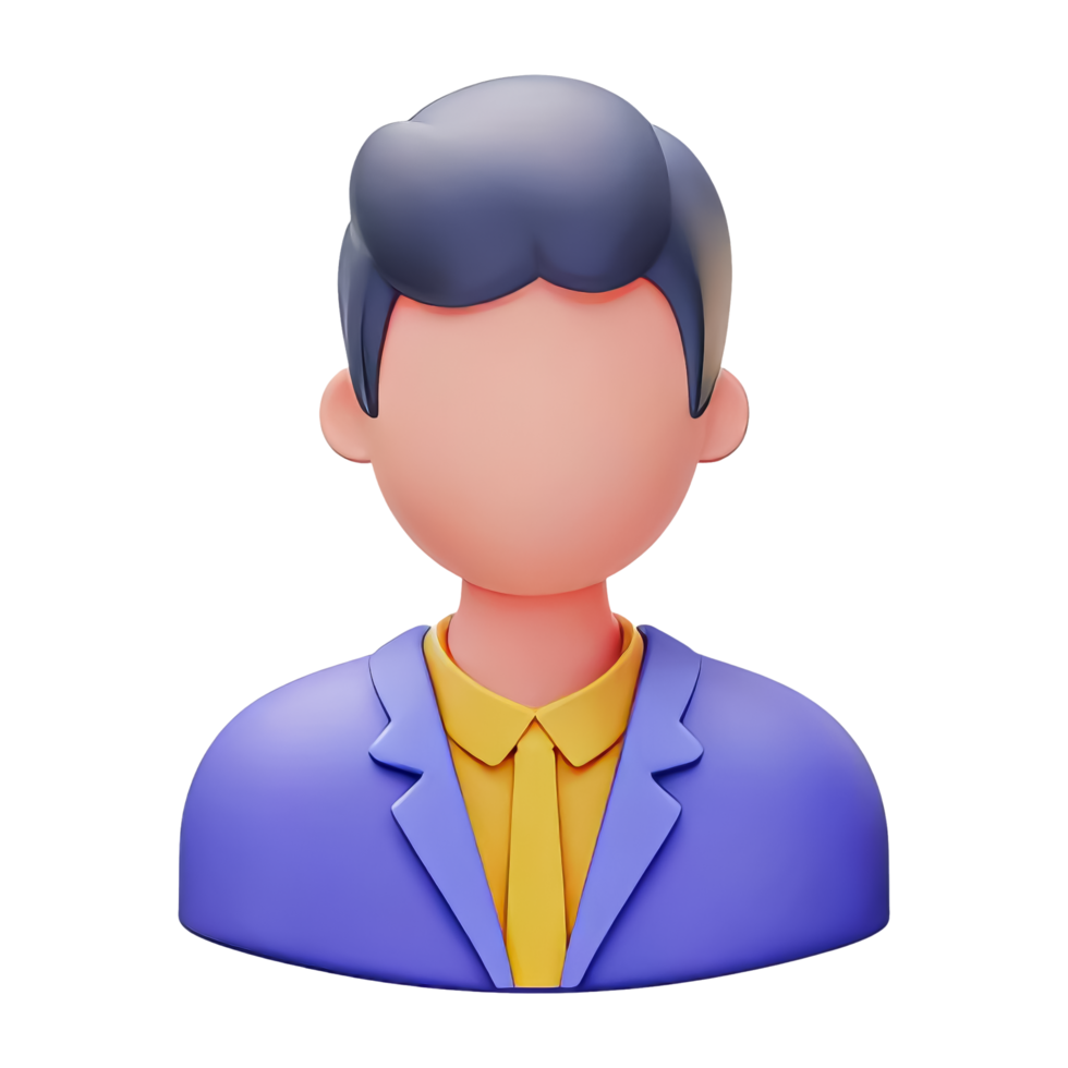 Colorful cartoon character with gray hair in suit png