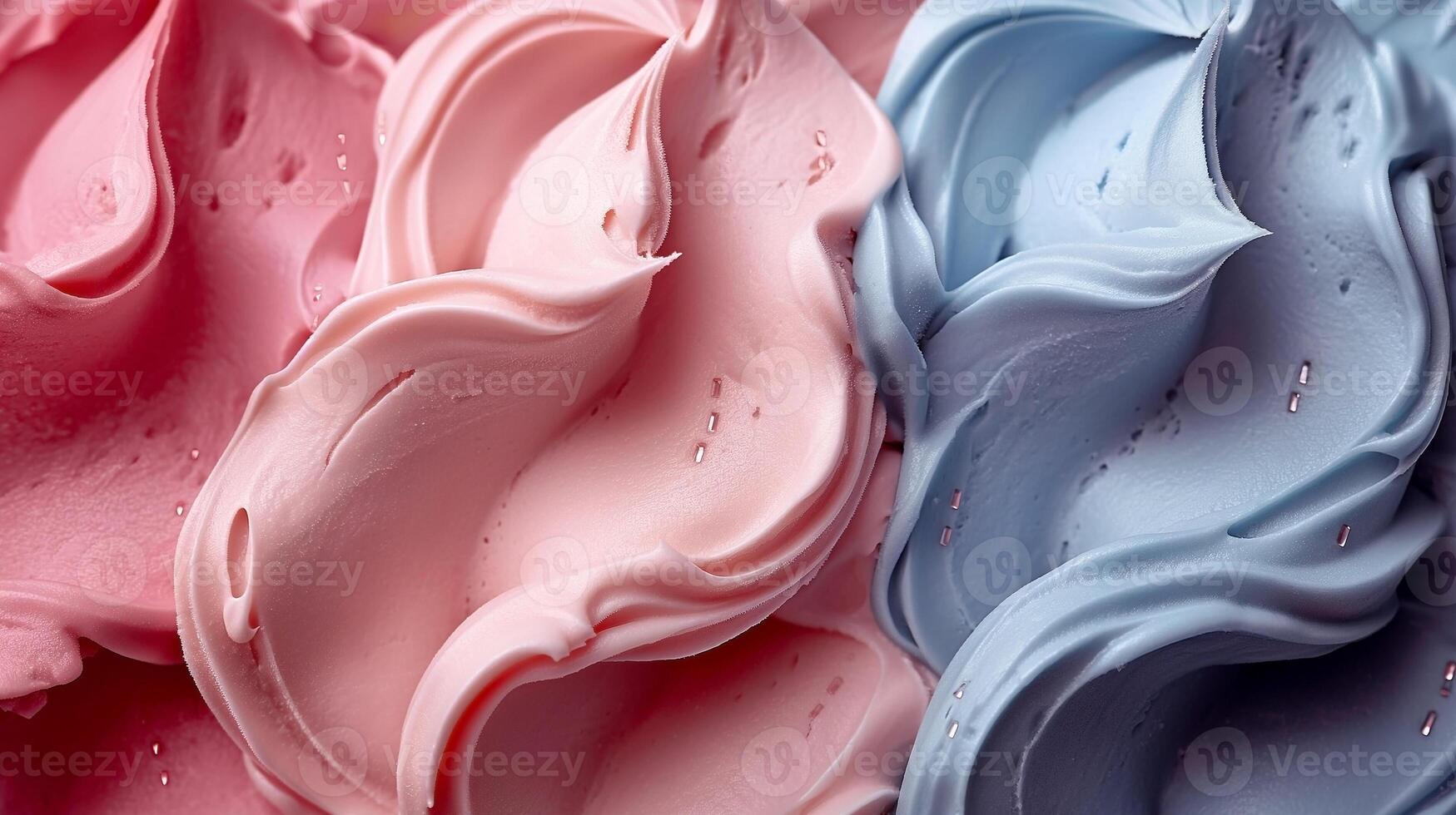 A vibrant swirl of pink and blue whipped cream, creating a delightful and inviting texture. photo