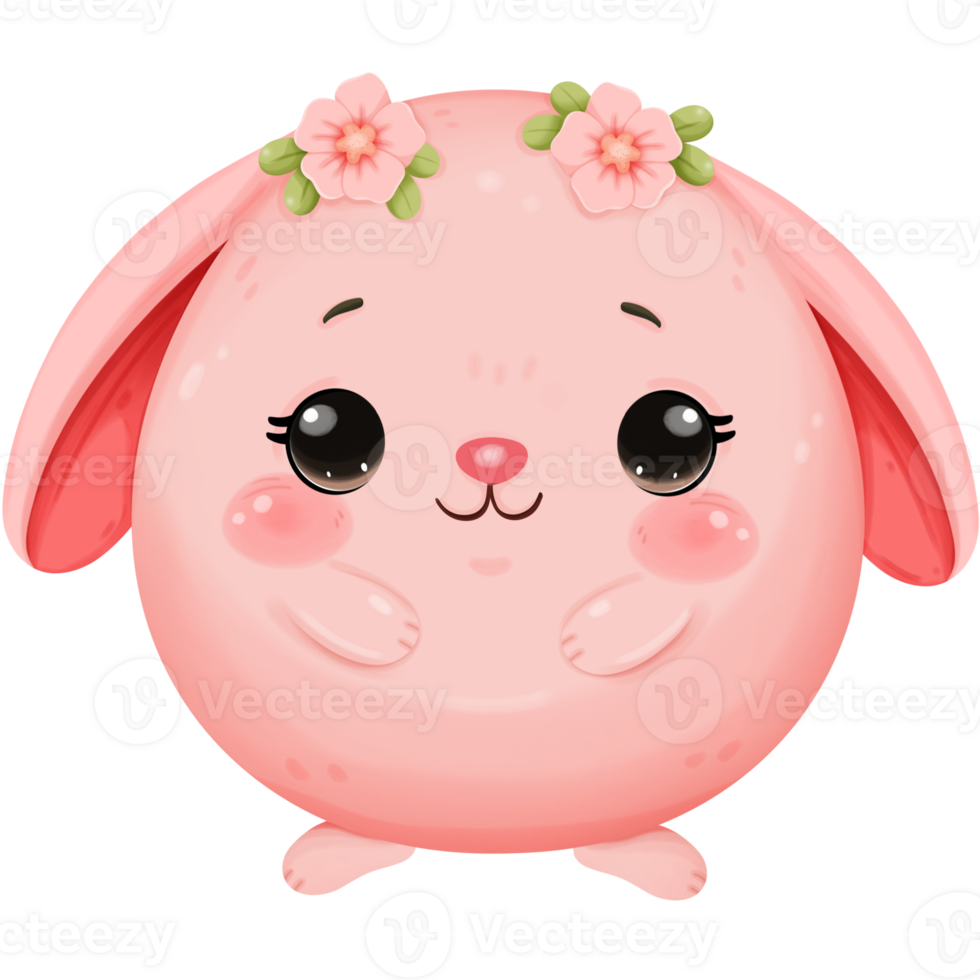 Round cartoon rabbit png
