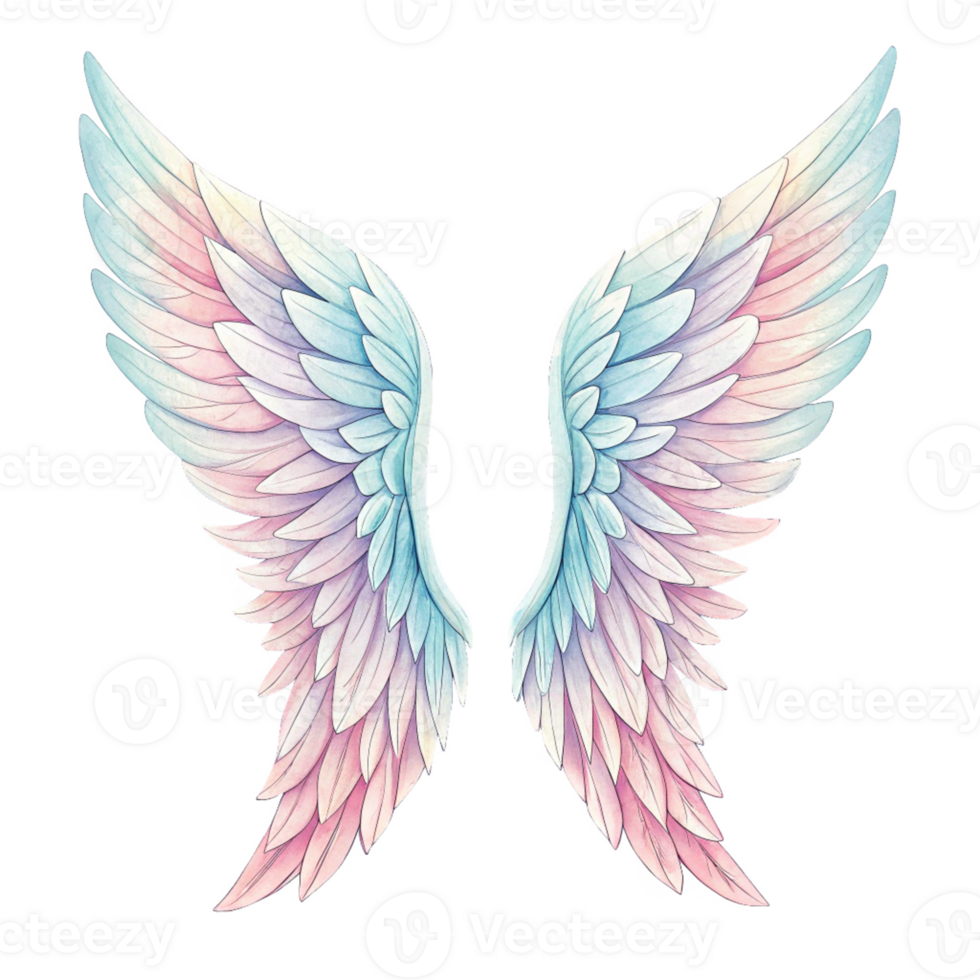 Pastel watercolor wings png