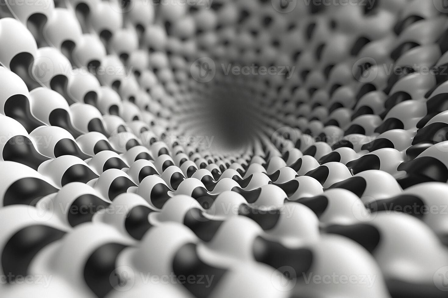 Abstract black and white spiral pattern creating a mesmerizing tunnel effect. photo