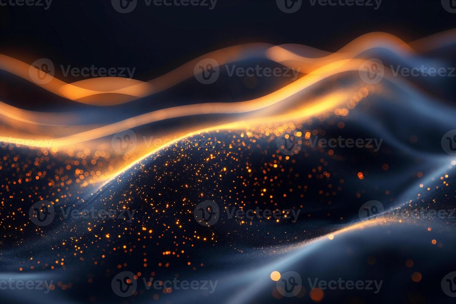 Abstract waves of glowing orange and blue create a mesmerizing visual in this digital artwork. photo