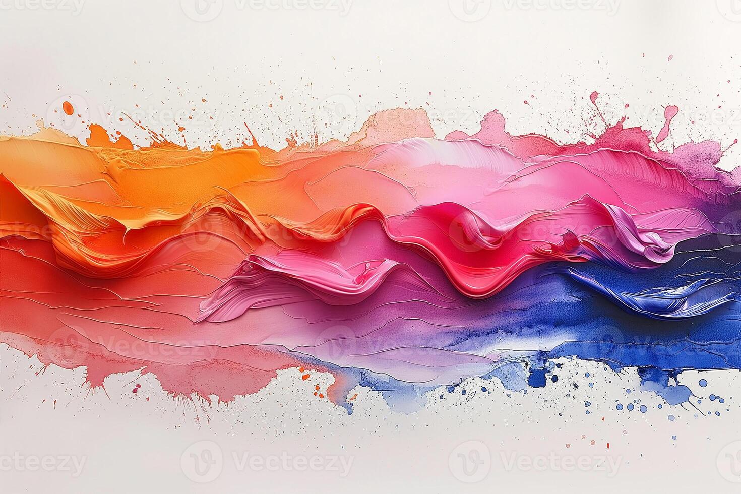 An abstract wave of vibrant colors, blending orange, pink, and blue hues, creating a dynamic and lively art piece. photo