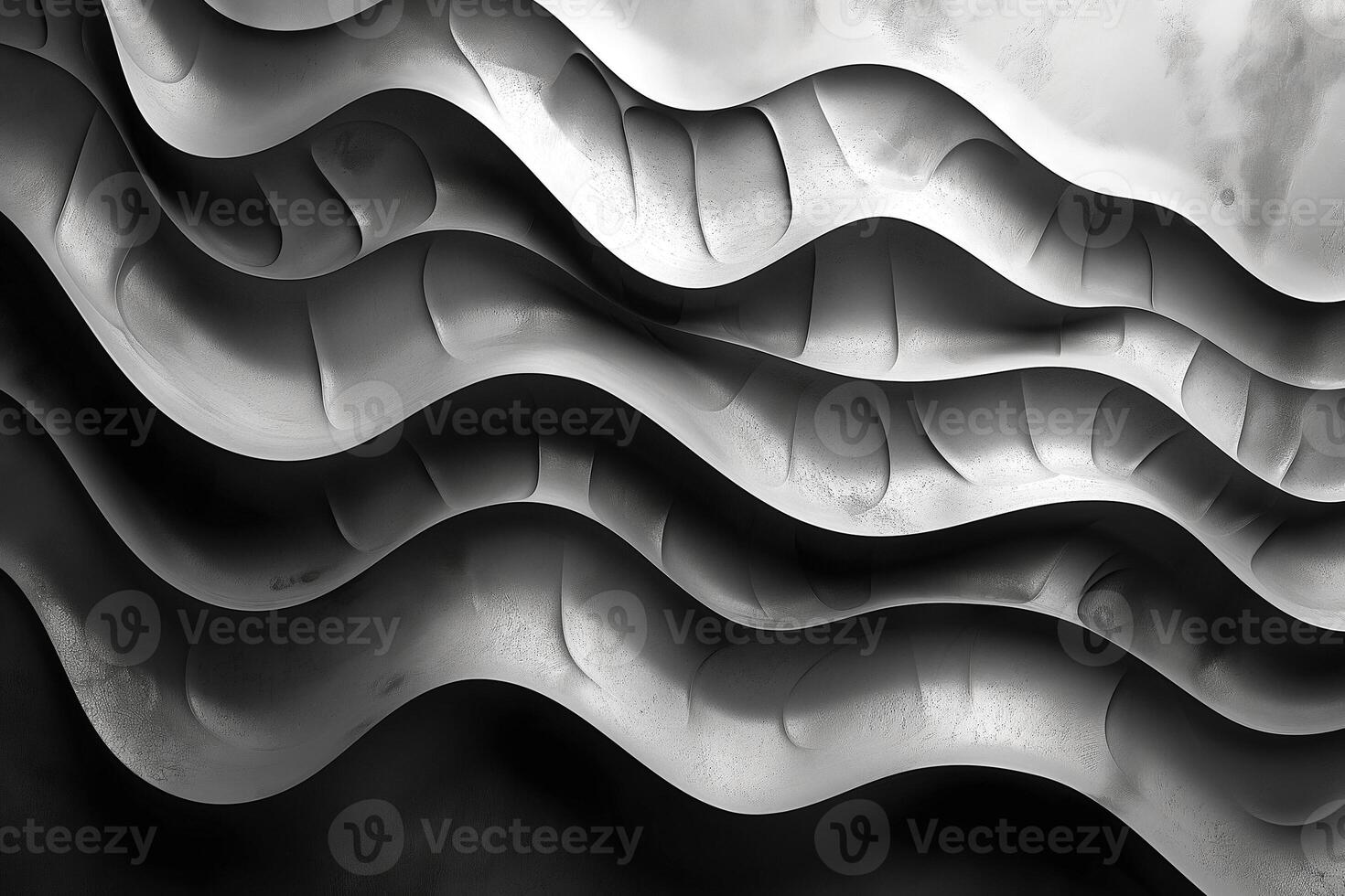 Abstract monochrome wavy patterns create a sense of depth and movement in a modern art design. photo