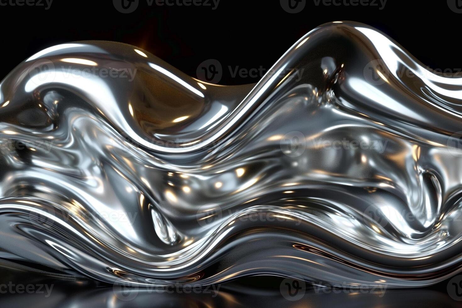 Fluid metallic sculpture with smooth, wavy curves and reflective surface, creating a mesmerizing visual effect. photo