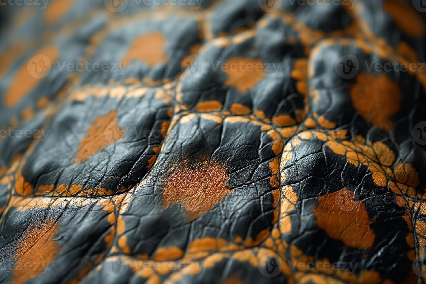 Close-up of intricate black and orange tortoise shell patterns, showcasing detailed textures and vibrant colors. photo