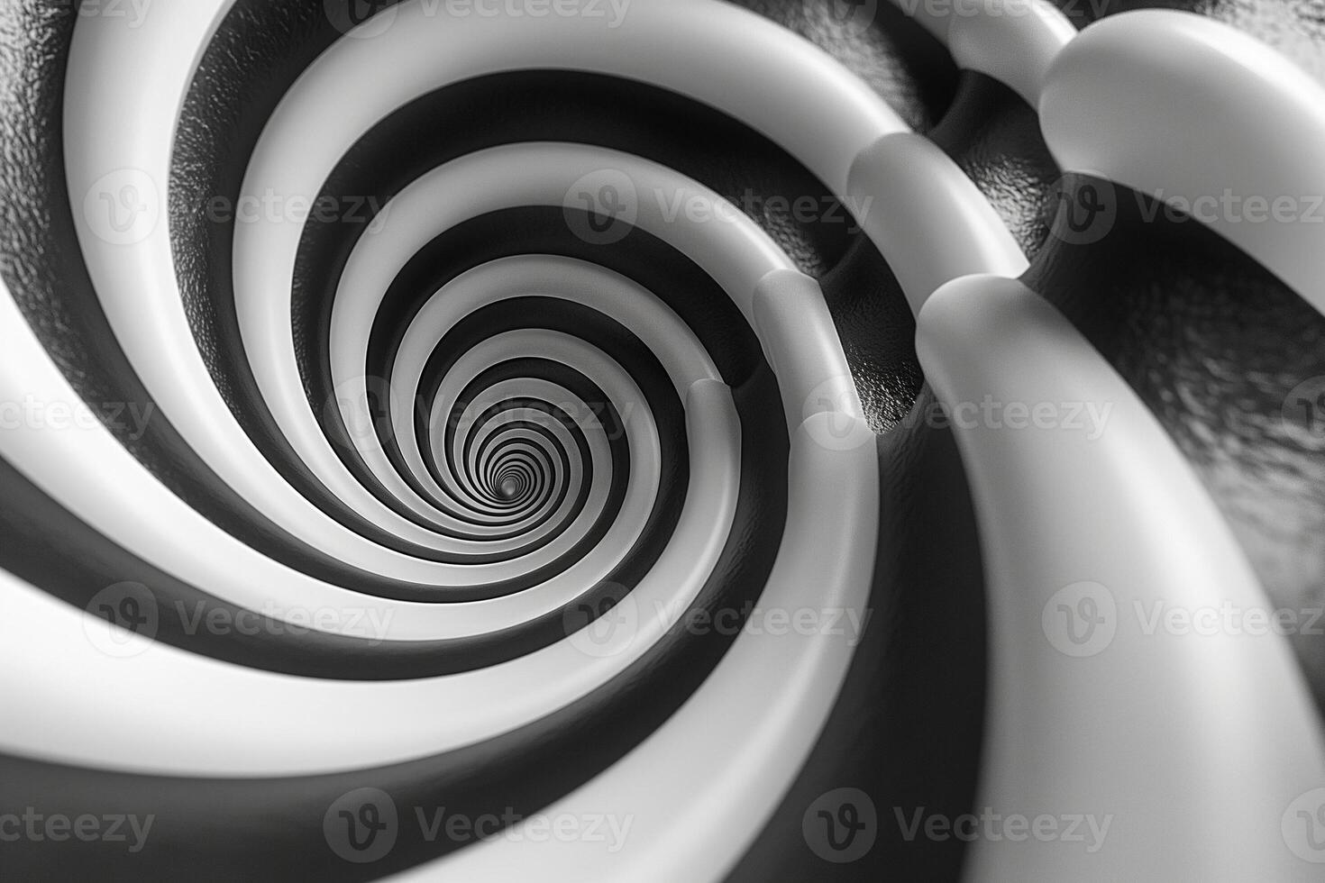 A mesmerizing black and white spiral pattern, creating a sense of depth and motion. photo