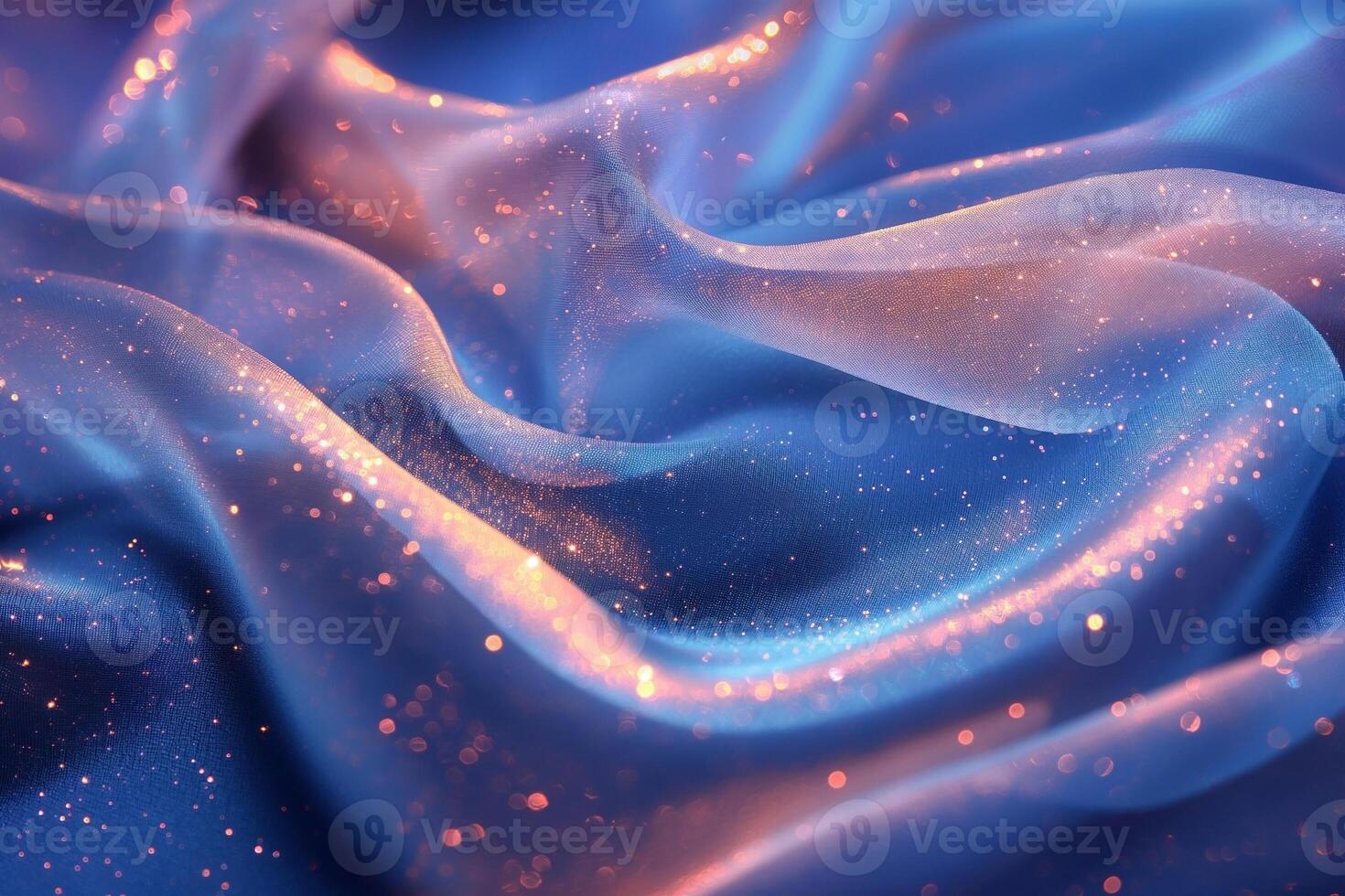 A close-up of shimmering blue and pink fabric drapes, showcasing a delicate interplay of light and color, perfect for elegant design themes. photo
