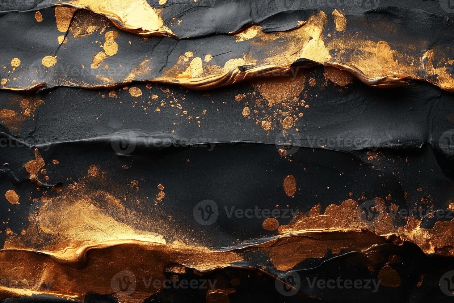 An abstract art piece featuring textured black and gold layers, evoking a sense of luxury and depth. photo