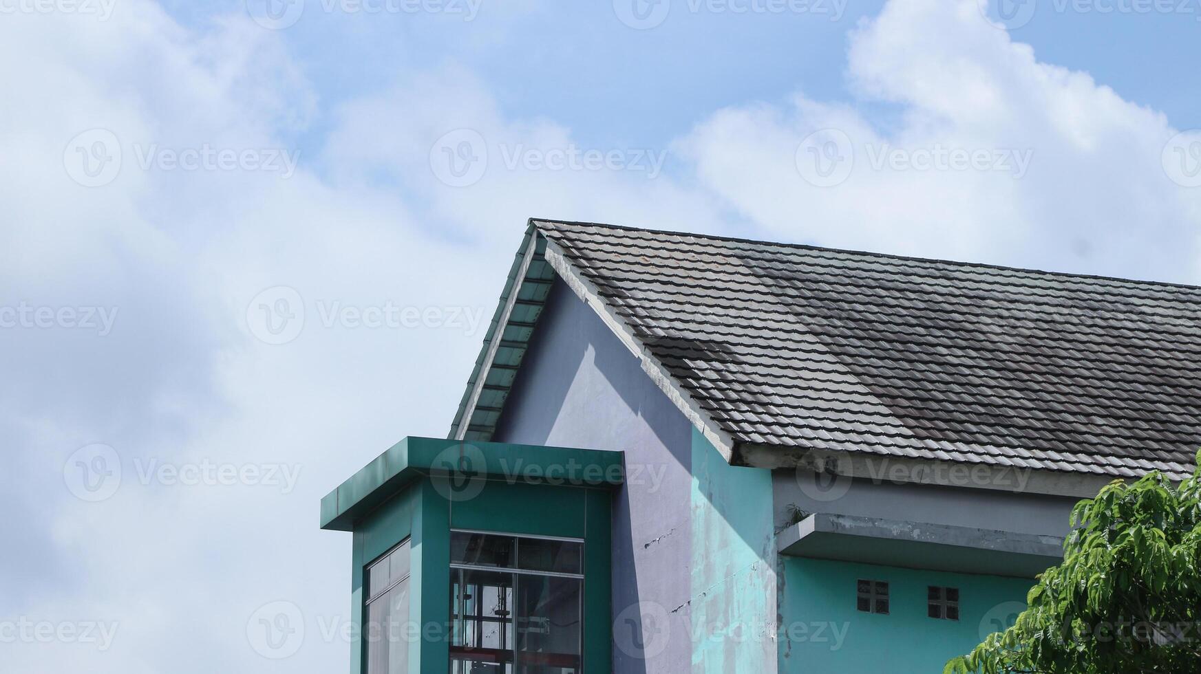 Abstract image of looking up at modern glass and concrete building. Architectural exterior detail of office building photo