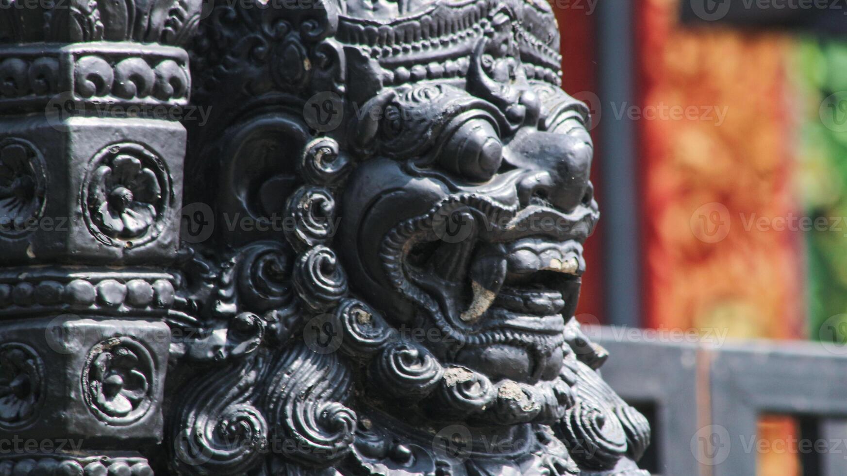 Beautiful stone carvings in Balinese Hindu Temples, traditional Balinese building architecture. photo