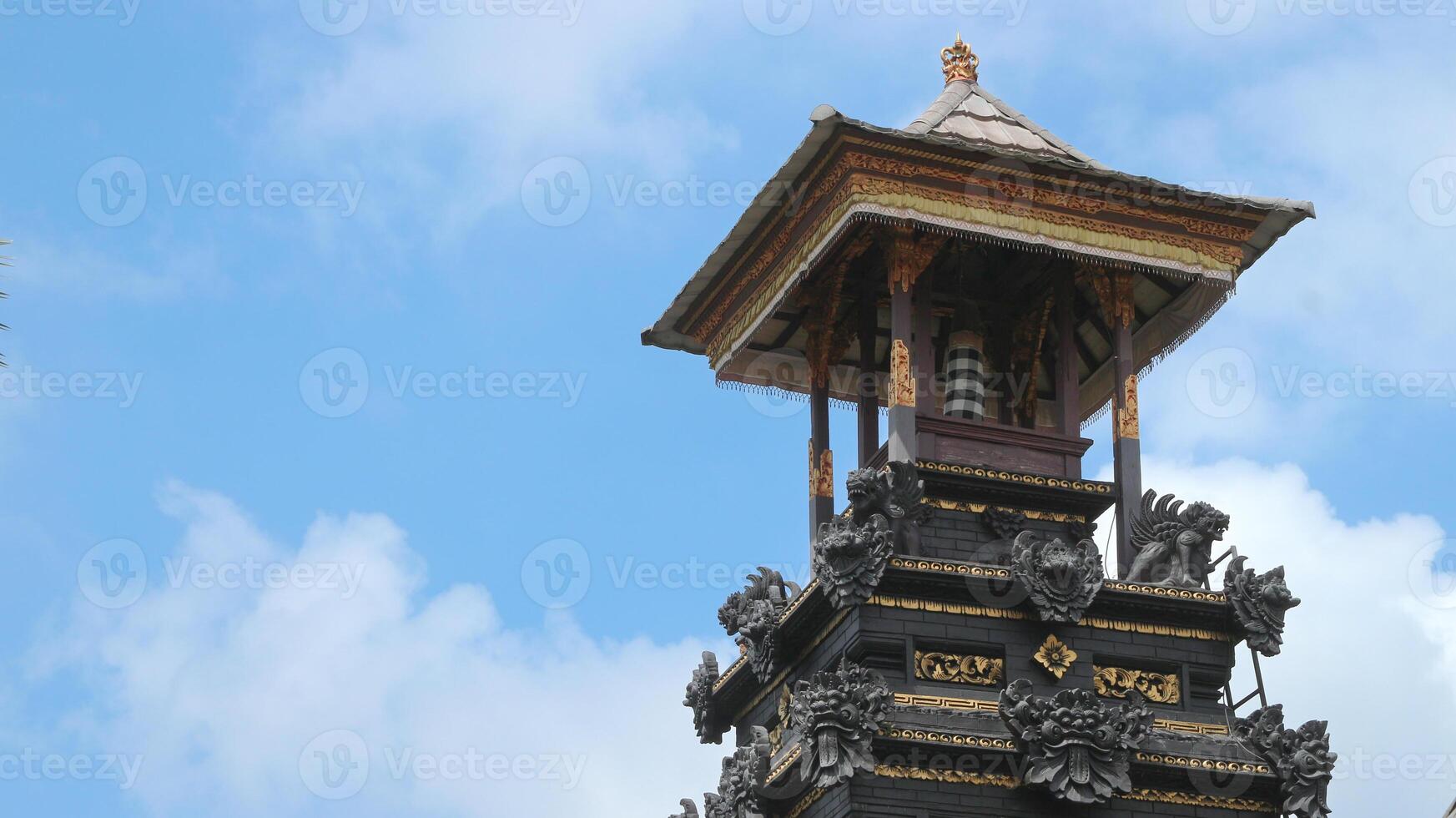 Beautiful stone carvings in Balinese Hindu Temples and traditional Balinese building architecture photo