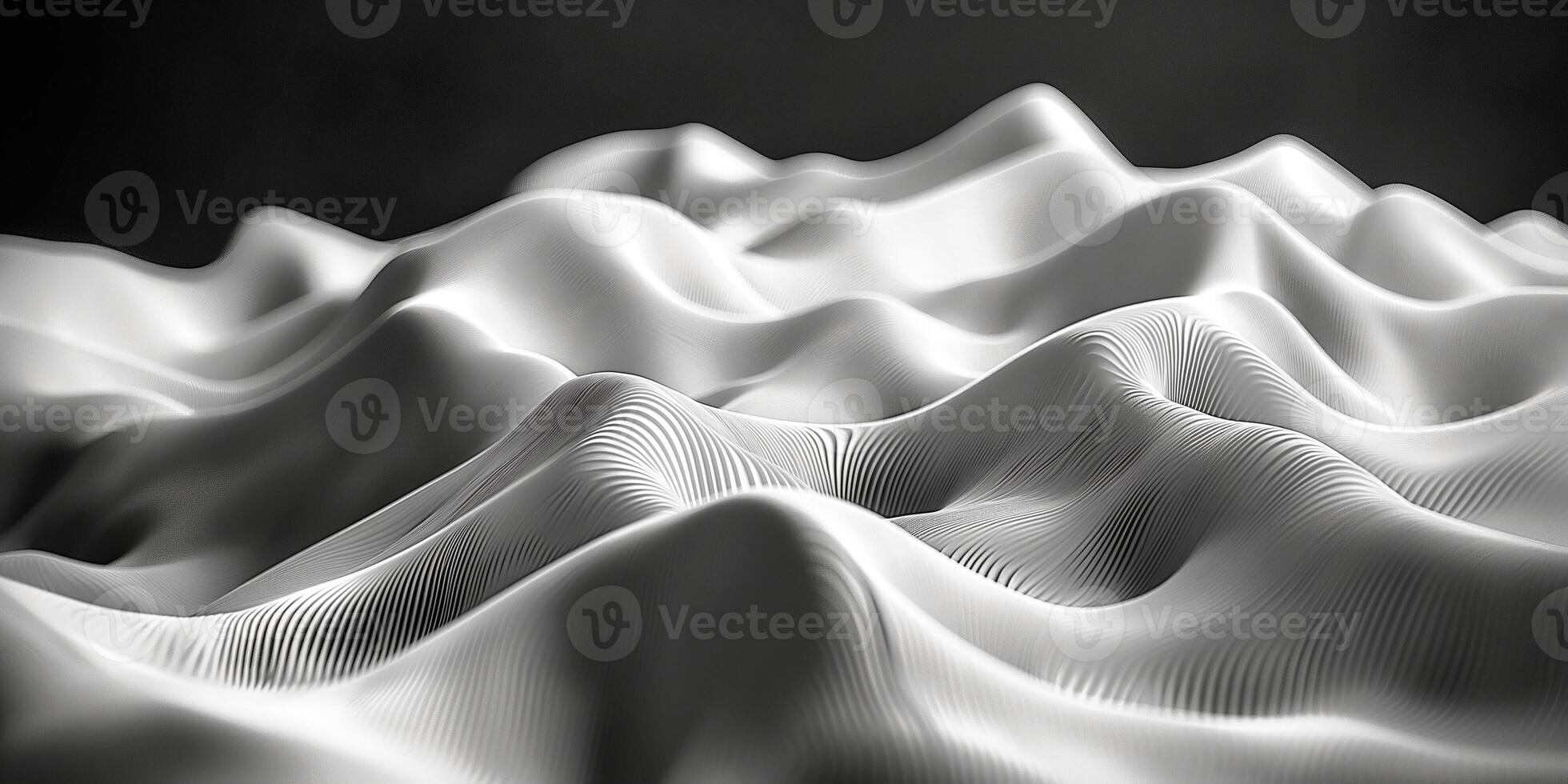 A serene undulating landscape of soft white curves, evoking tranquility and depth. photo