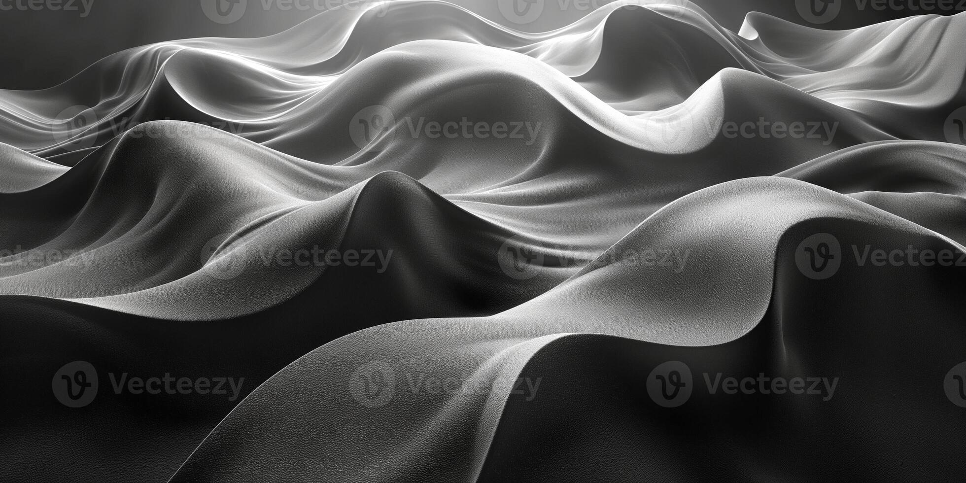 Abstract flowing fabric waves in shades of gray, creating a sense of movement and tranquility. photo
