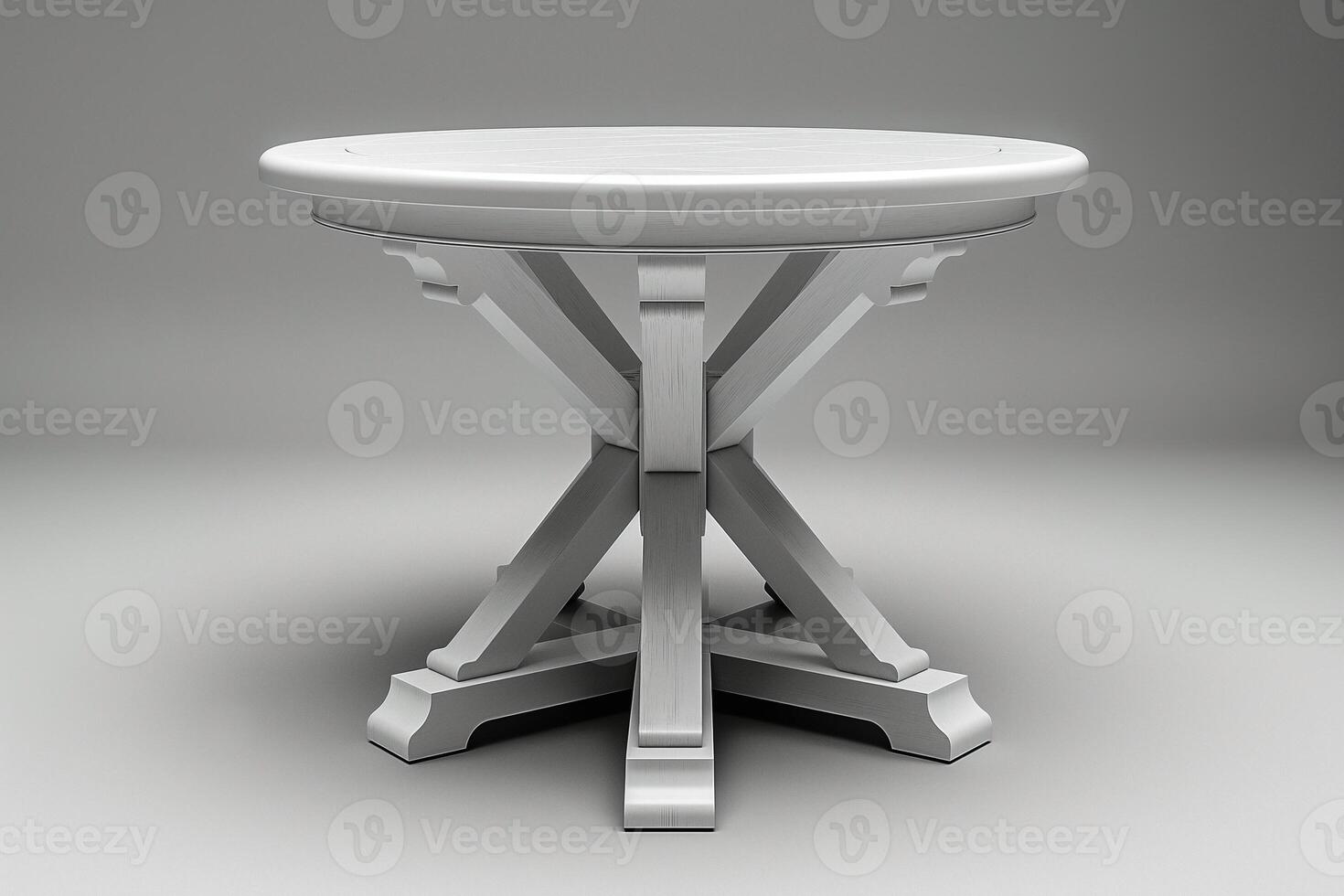Elegant round dining table with a distinctive pedestal base, showcasing modern craftsmanship and a sleek finish. photo
