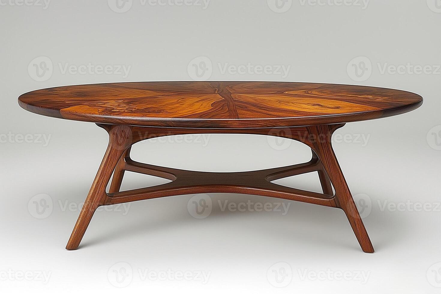 Elegant wooden coffee table with a rich grain pattern, featuring a sleek, modern design. photo