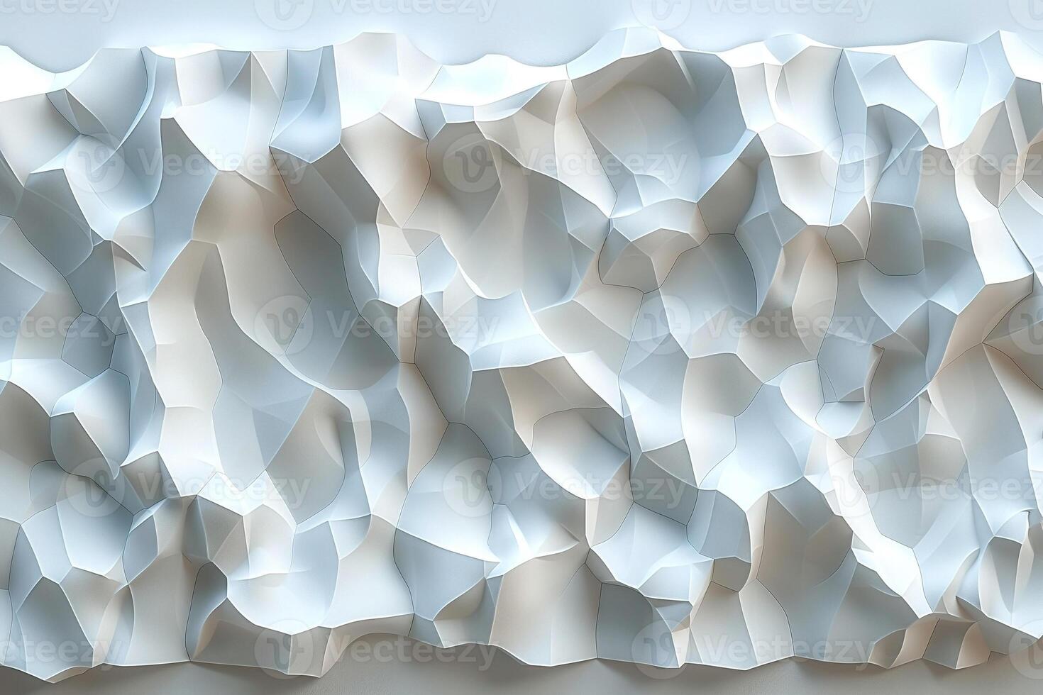 Abstract texture of layered white paper resembling a mountain landscape. photo