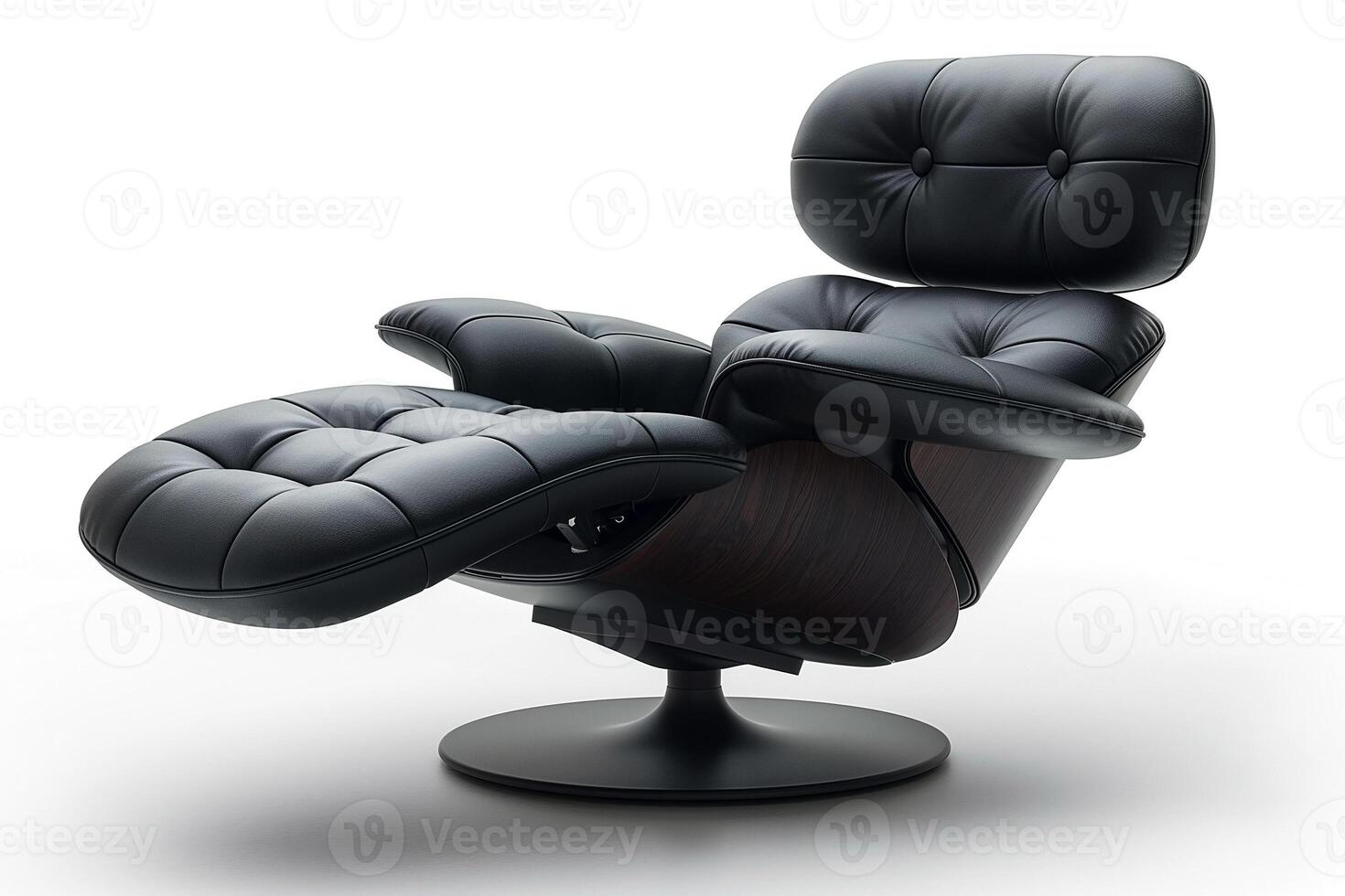 Elegant black leather recliner showcasing modern design with a sleek silhouette and comfortable seating. photo