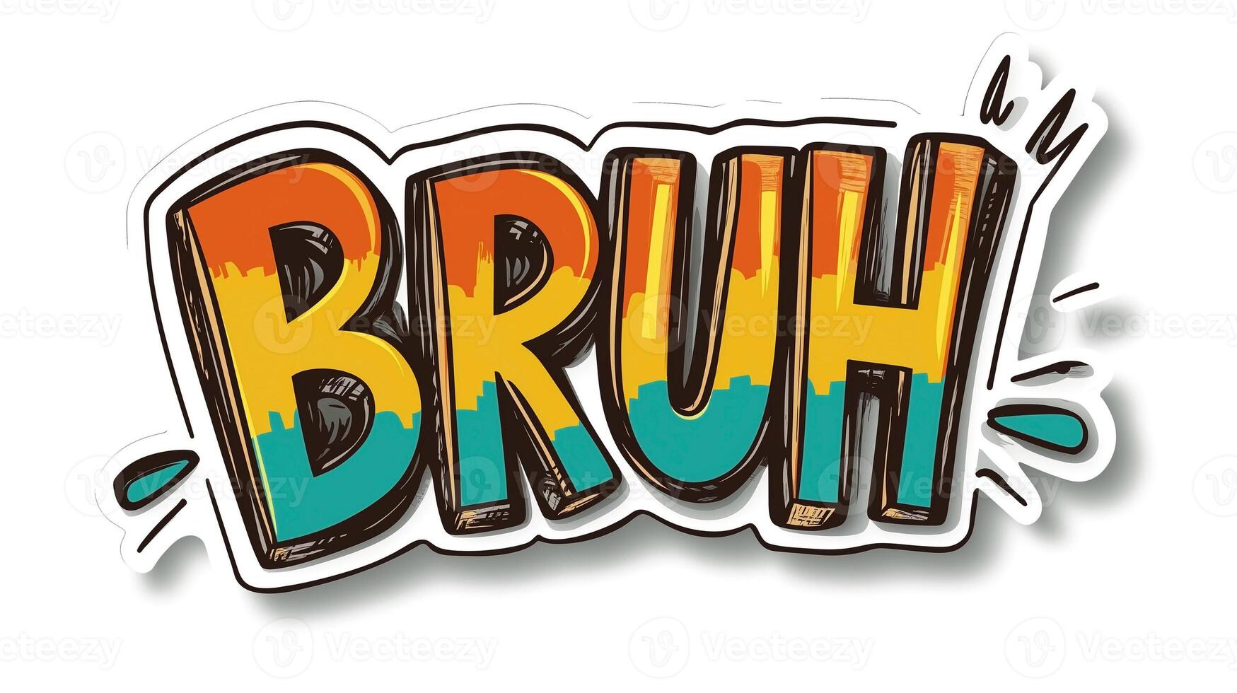 Colorful and playful 'BRUH' graphic in vibrant colors, capturing a trendy and humorous vibe. photo