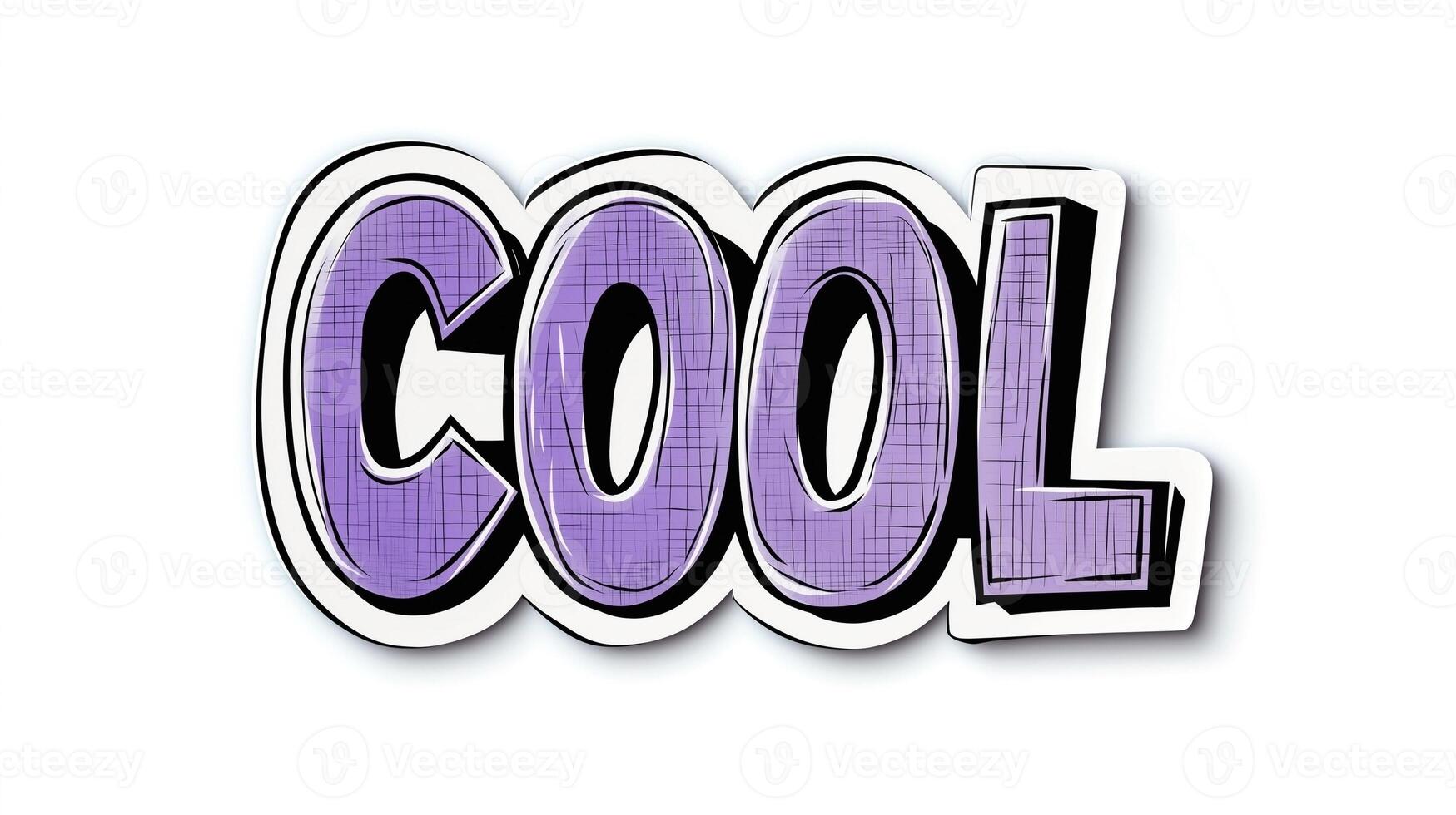 Vibrant purple 'COOL' graphic with a playful design, perfect for modern youth culture and social media. photo