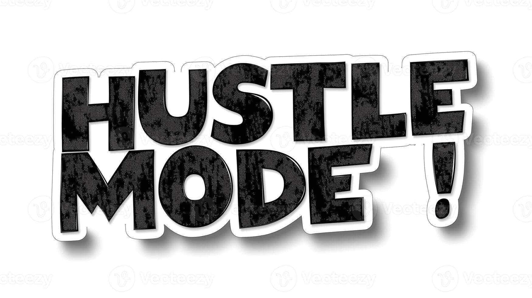 Bold graphic design featuring the phrase 'HUSTLE MODE' in a distressed black font, highlighting motivation and determination. photo
