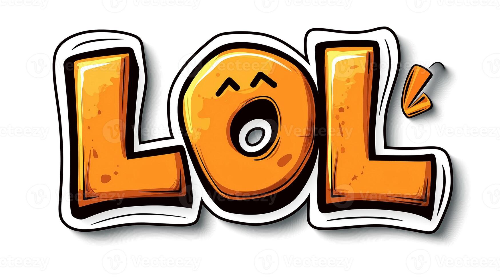 A vibrant, cartoon-style illustration of the acronym 'LOL' with an expressive face, conveying humor and fun. photo